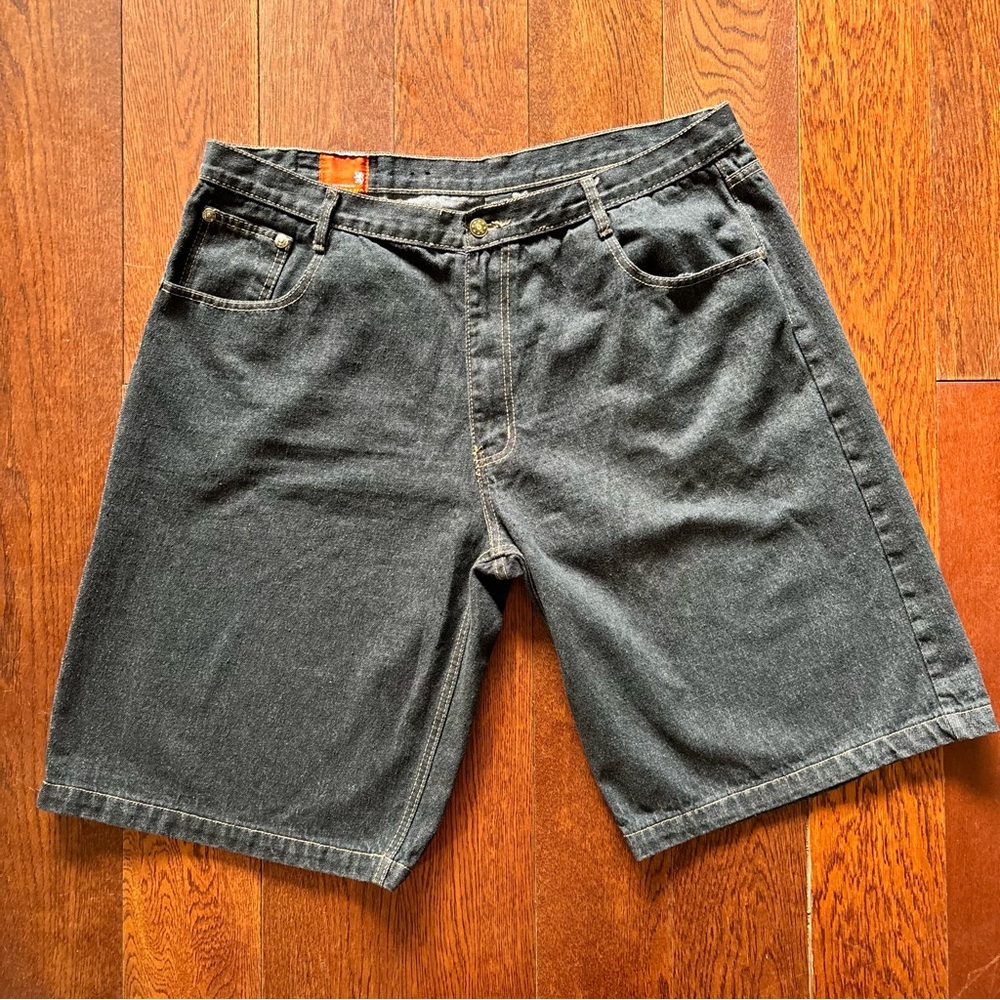 Vtg Y2K Delf Jean Shorts Mens Sz 42 XL Black Baggy Hip Hop Skater Old School